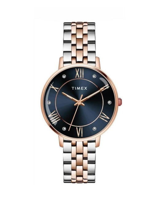 Timex TWEL19110 Women’s Blue Dial Analog Watch with Stainless-Steel Strap