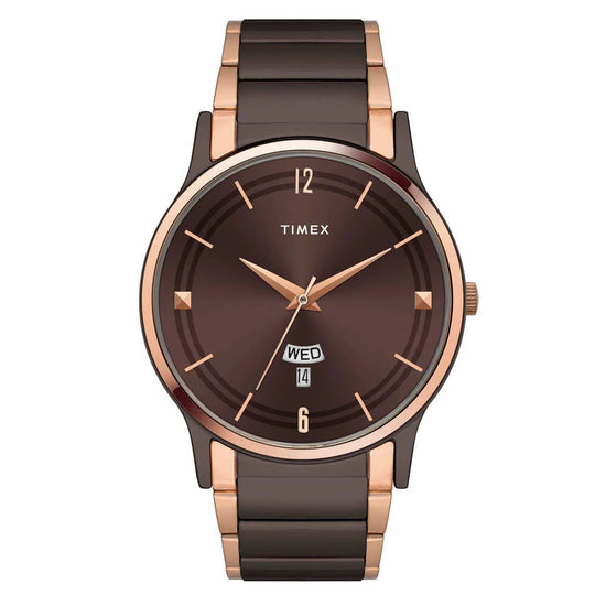 Timex TW000R464 Men’s Brown Dial Analog Watch with Stainless Steel Strap