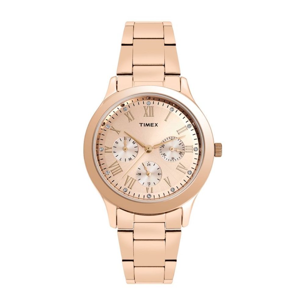 Timex TW000Q810 Women’s Rose-Gold Dial Stainless Steel Multifunction Watch