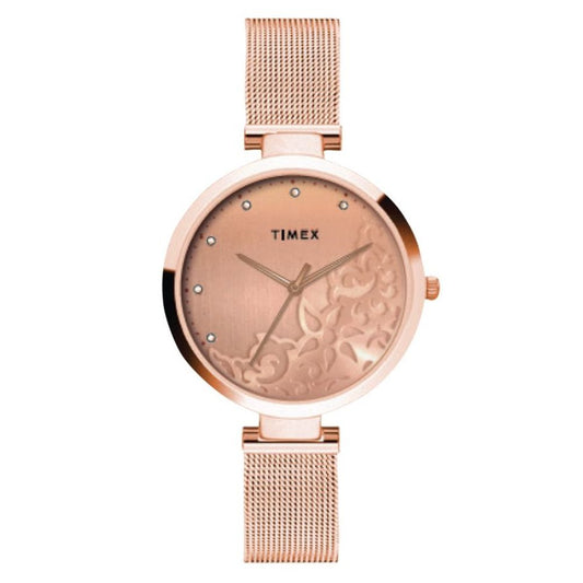 Timex TW000X219 Women’s Rose-Gold Mesh Strap Analog Quartz Watch