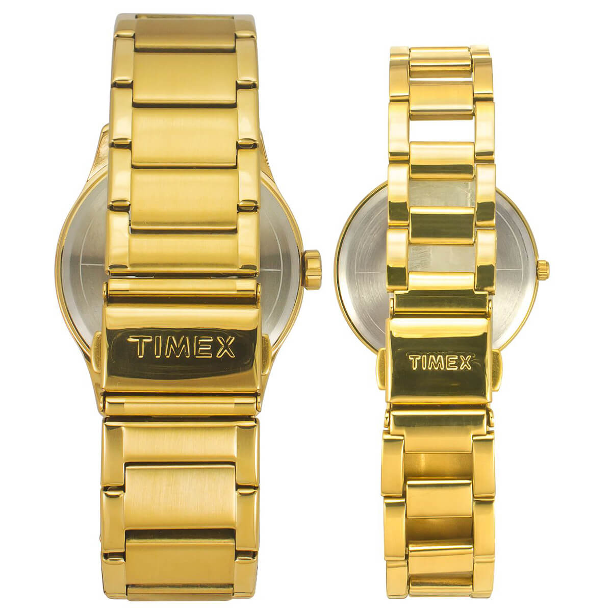 Timex TW00PR277 Unisex Silver Dial Quartz Pair Watch Classic Gold Stainless Steel Round Case Watch Set