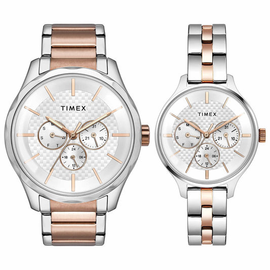 Timex TW00PR291 Silver Dial Quartz Analog Watch Set
