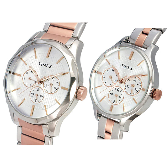 Timex TW00PR291 Silver Dial Quartz Analog Watch Set