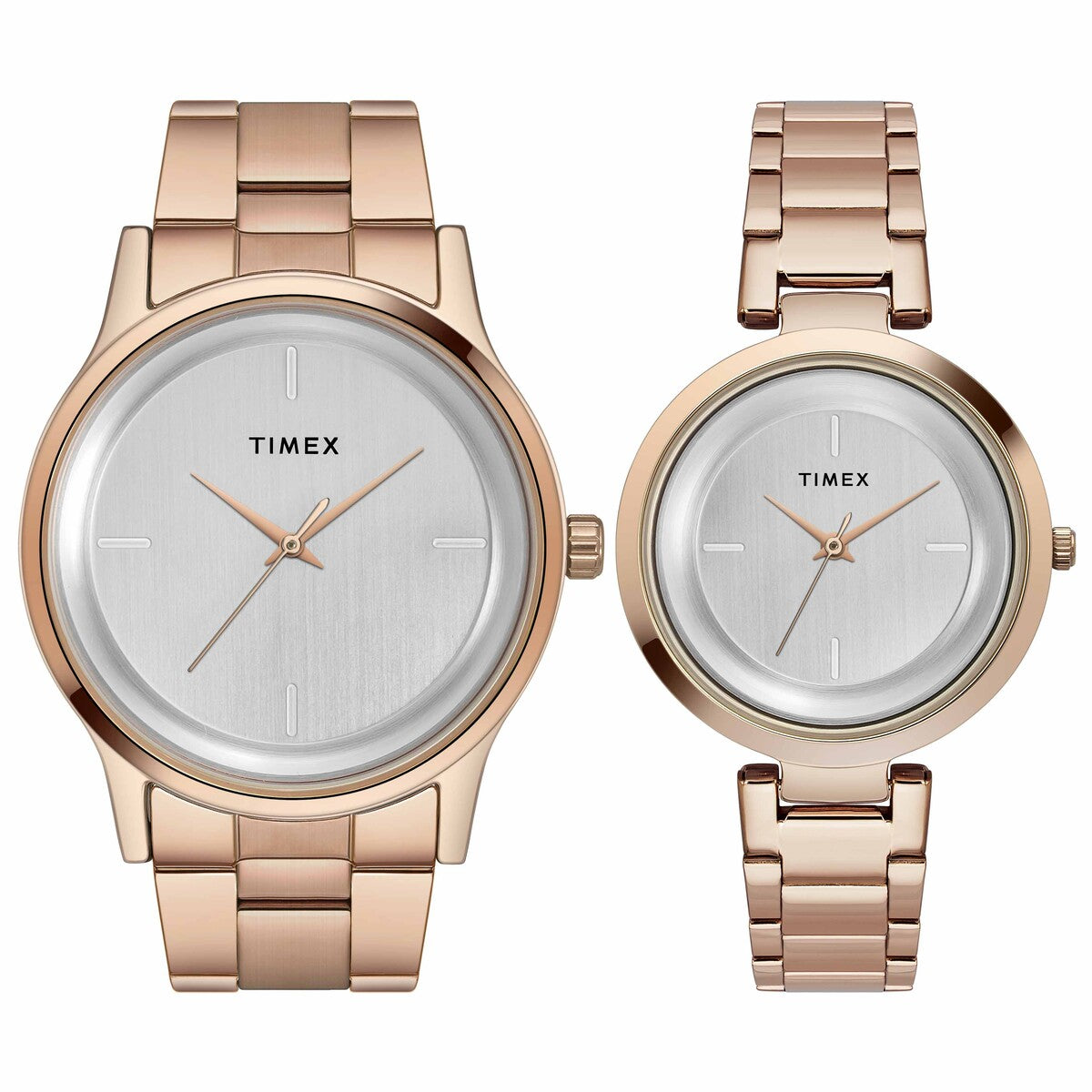 Timex TW00PR294 Unisex Silver Dial Quartz Pair Watch Set
