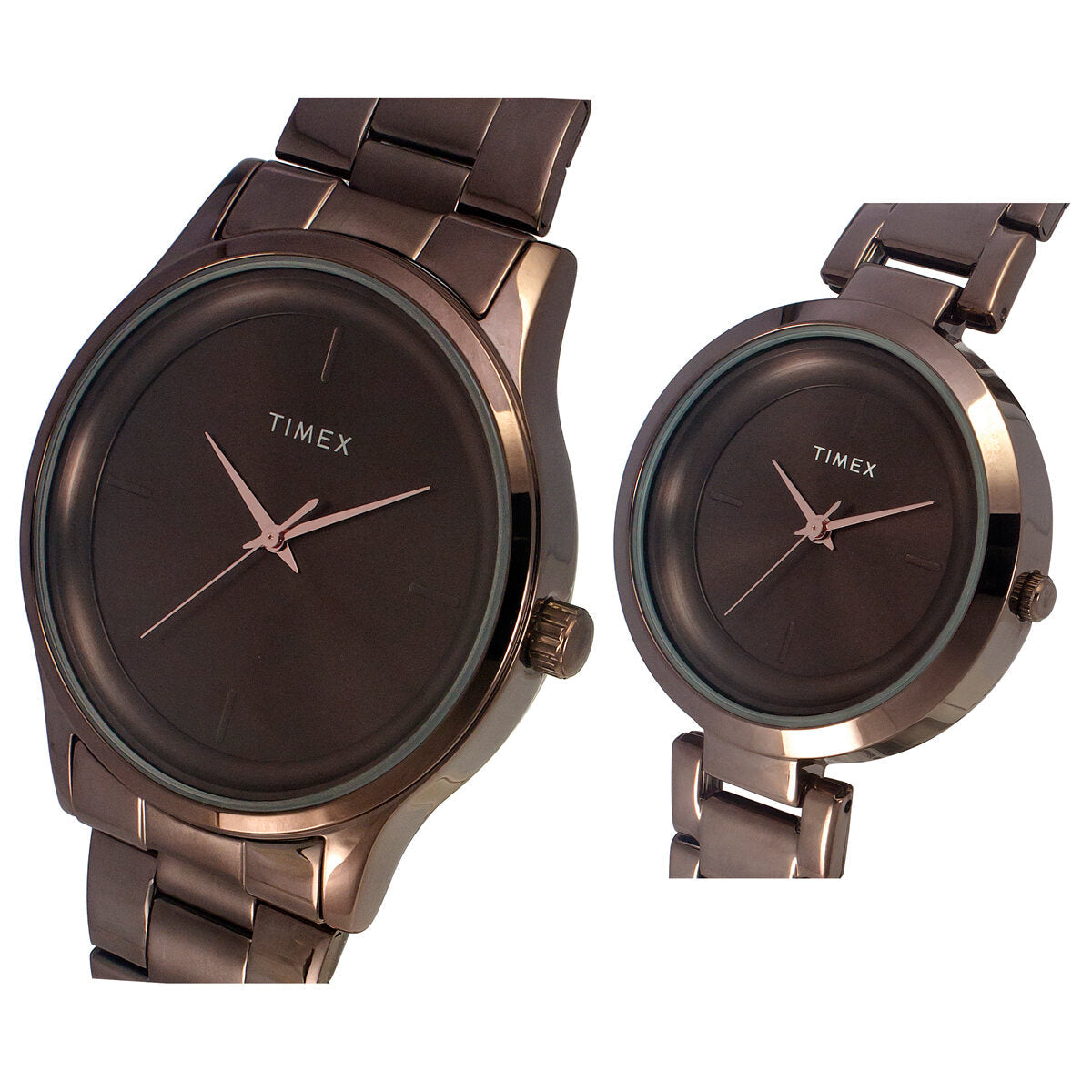 Timex TW00PR295 Unisex Brown Dial Quartz Pair Watch Set