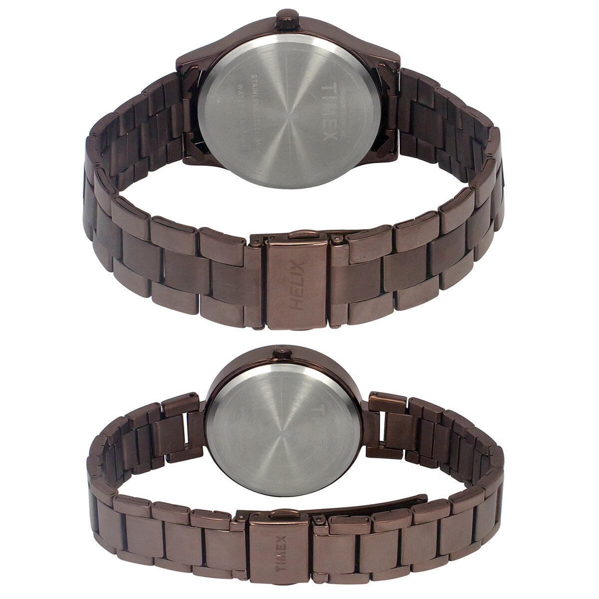 Timex TW00PR295 Unisex Brown Dial Quartz Pair Watch Set