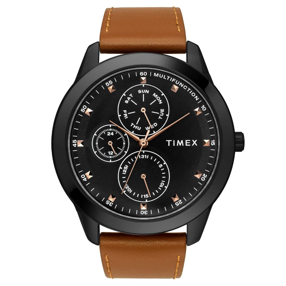 Timex TWEG18505 Men’s Black Dial Brown Leather Chronograph Watch
