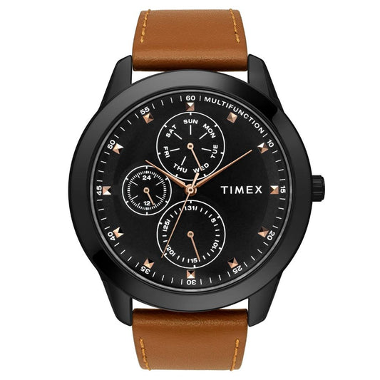 Timex TWEG18505 Men’s Black Dial Brown Leather Chronograph Watch