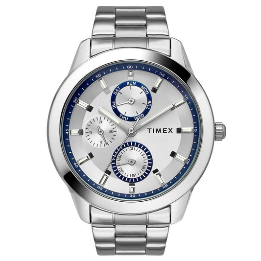Timex TWEG18506 Men’s Silver‑Dial Silver Stainless Steel Analog Watch