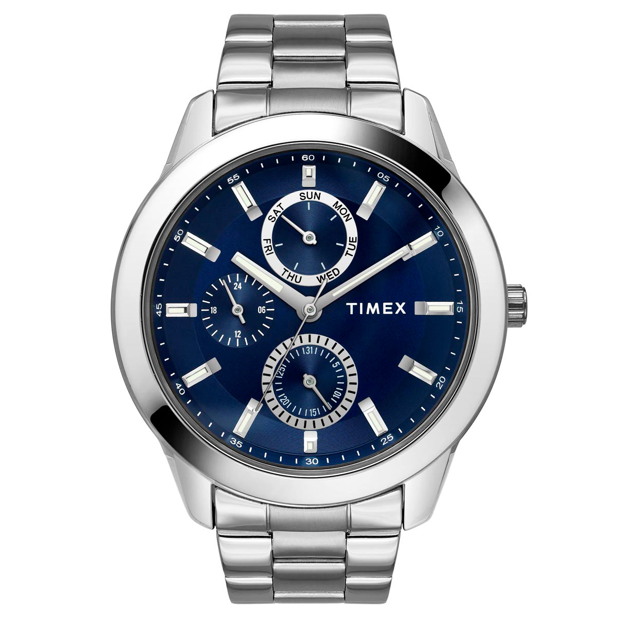 Timex TWEG18507 Men’s Blue-Dial Silver Stainless Steel Analog Watch