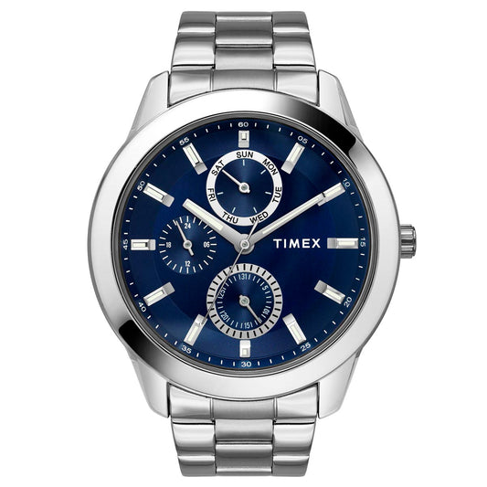 Timex TWEG18507 Men’s Blue-Dial Silver Stainless Steel Analog Watch