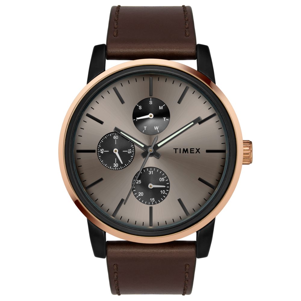 Timex TWEG18903 Men’s Brown Dial Brown Leather Multi‑Function Watch