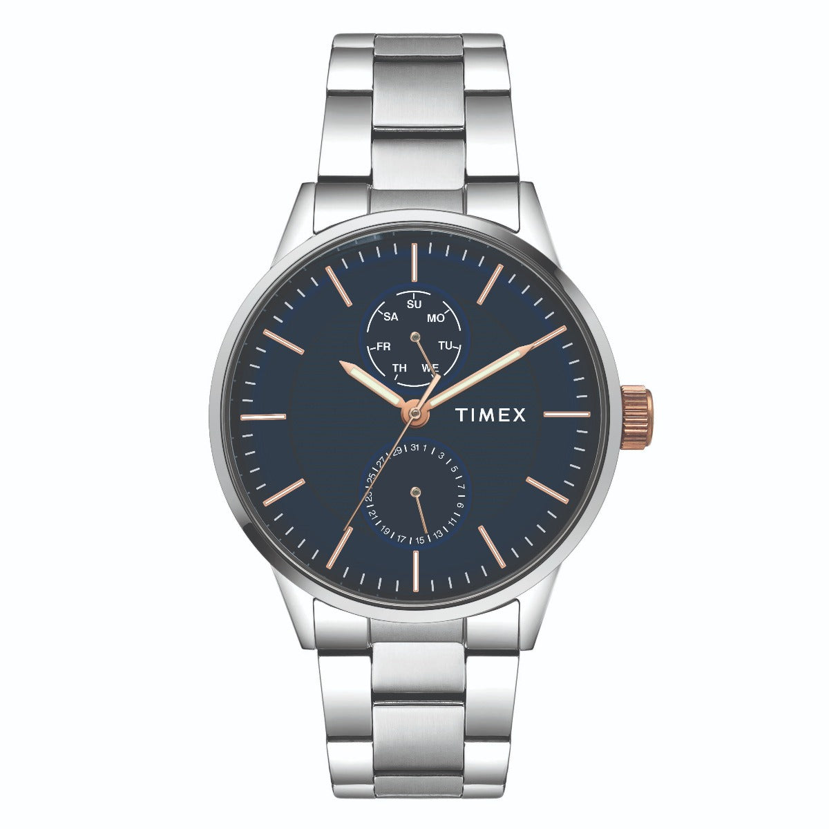 Timex TWEG19901 Men’s Blue Dial Silver-Tone Stainless Steel Multifunction Watch