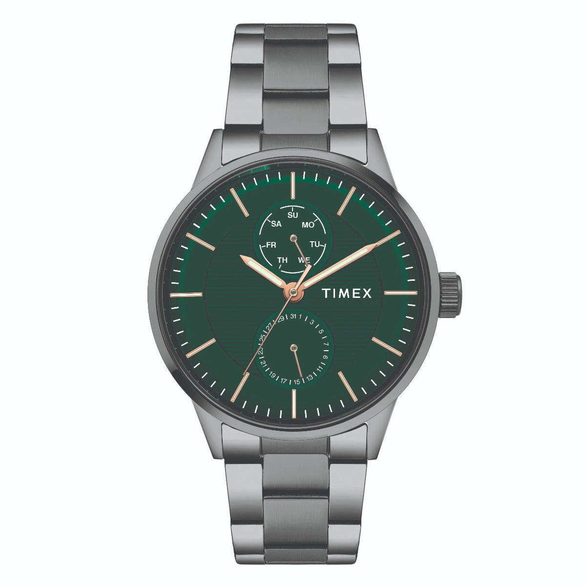 Timex TWEG19905 Men’s Green Dial Gunmetal Stainless Steel Multifunction Watch