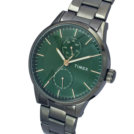 Timex TWEG19905 Men’s Green Dial Gunmetal Stainless Steel Multifunction Watch