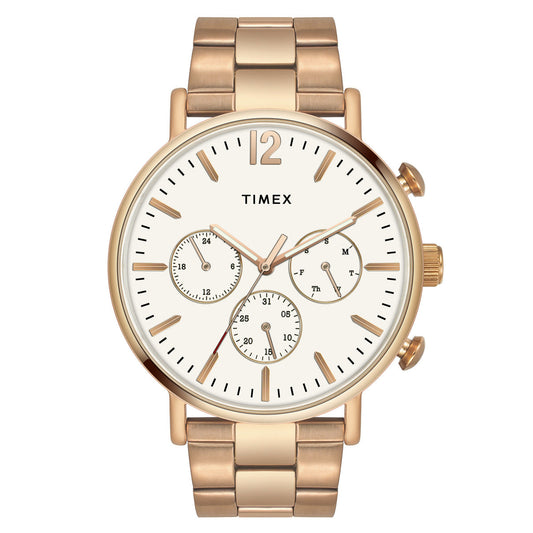 “Timex TWEG20009 mens silver dial analog watch front view”