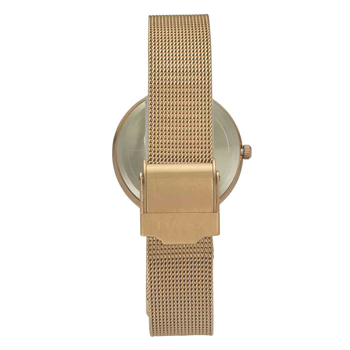 Timex TWEL11823 Women’s Silver-Dial Rose-Gold Mesh Stainless-Steel Analog Watch