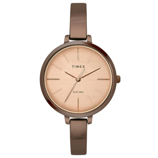 Timex TWEL12813 Women’s Beige Dial Brown Metal Bracelet Analog Watch