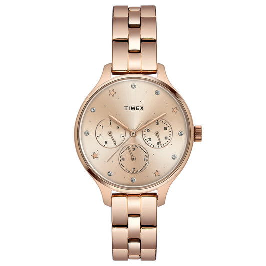 Timex TWEL14814 Women’s Rose Gold Dial Quartz Analog Watch