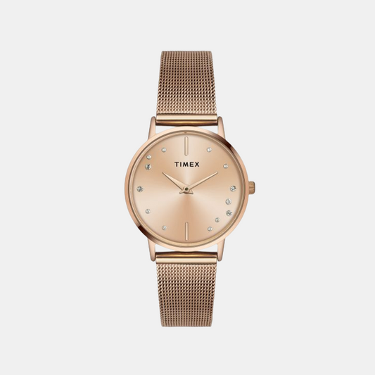 Timex TWEL15602 Women’s Rose Gold Round Dial Quartz Analog Watch