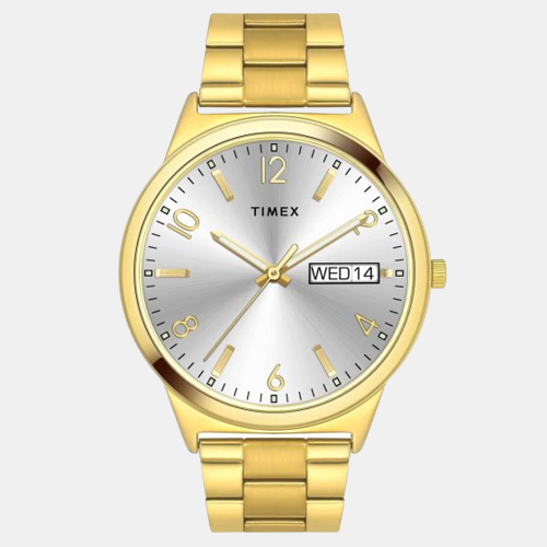 Timex TWTG10004 Men’s Silver Dial Quartz Analog Watch with Gold Stainless Steel Strap