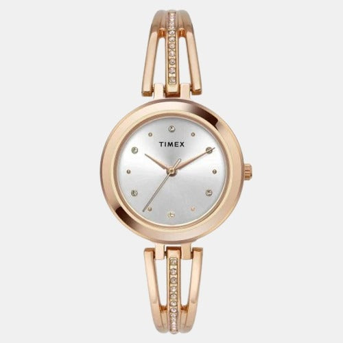 Timex TWTL10309 Silver Dial Rose Gold Bracelet Analog Women Watch – Round Case, Quartz Movement