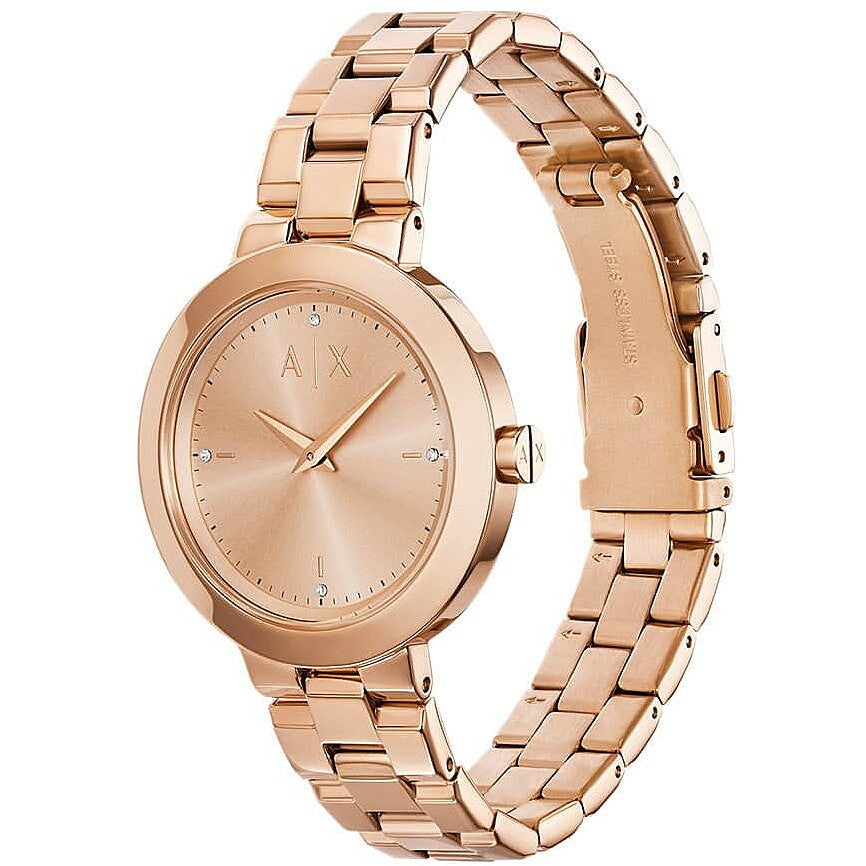 Armani Exchange AX5177I Women's Quartz Analog Watch Rose Gold Dial Rose Gold Stainless Steel Bracelet