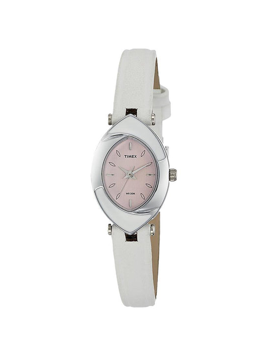 Timex TW0TL9205 Quartz Analog Pink Dial White Leather Strap Watch for Women